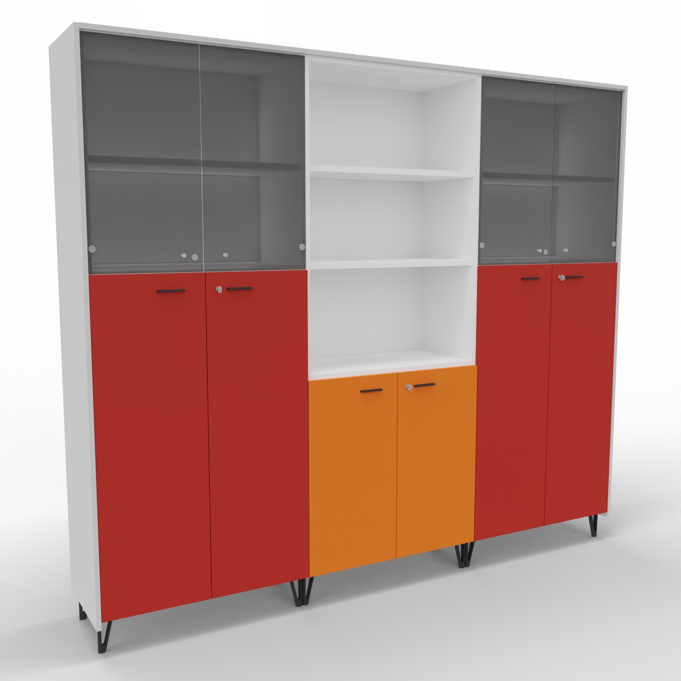 Büroschrank Armadi Premium 226 5OH Telegrau, Feuerrot, Orange Fairy